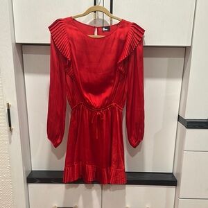 The Kooples Red Pleated Long Sleeve Dress size M